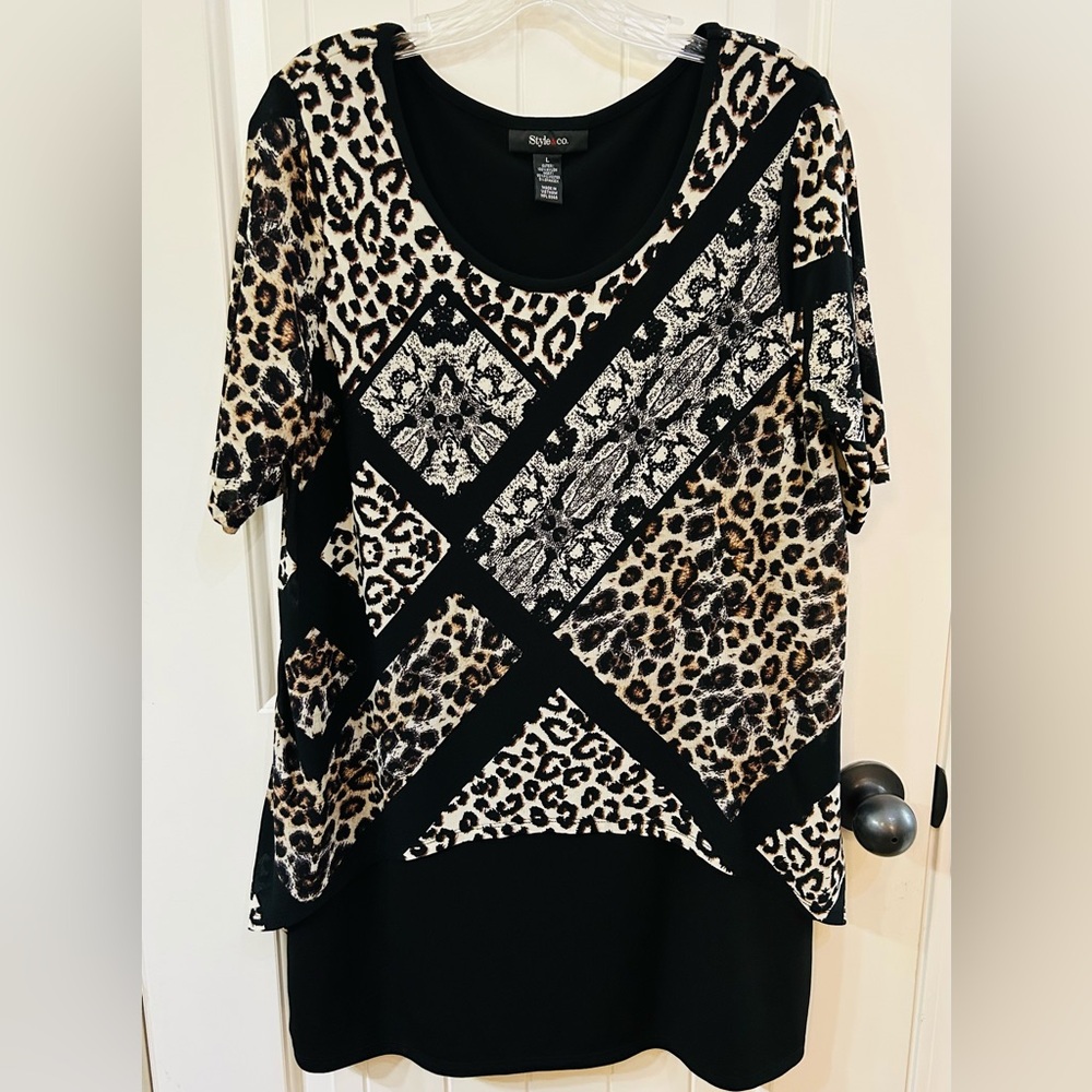 Style & Co. Black and Leopard Print Dress or Tunic